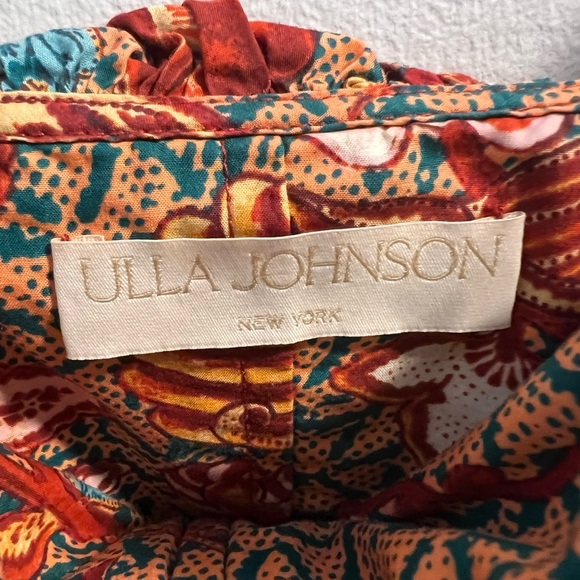 Ulla Johnson  Carla Cold Shoulder Cropped Floral Print Cotton Poplin Top Size 2 - Picture 7 of 8